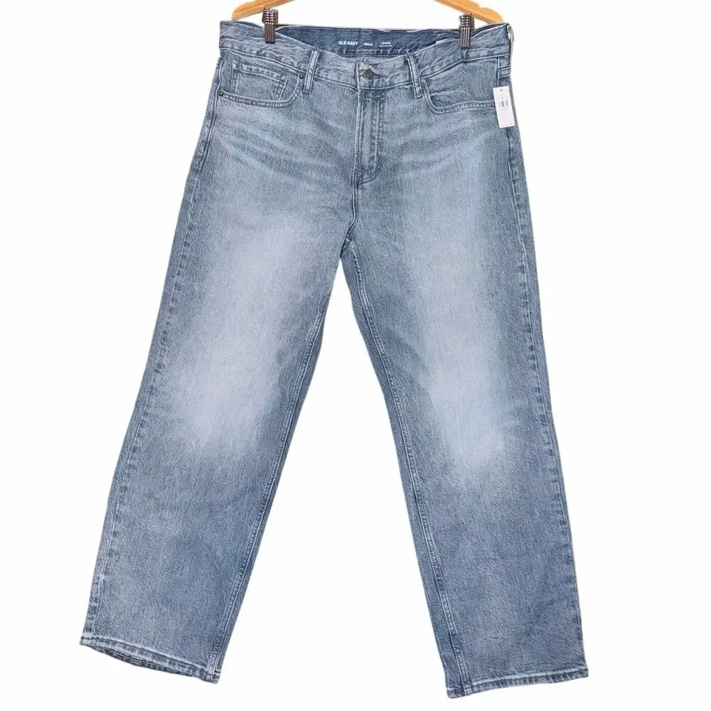 NWT Old Navy men’s loose built in flex denim jeans 38X30 cotton blend
